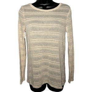Forever 21 Sheer Beige Striped Lightweight Sweater Sz S
